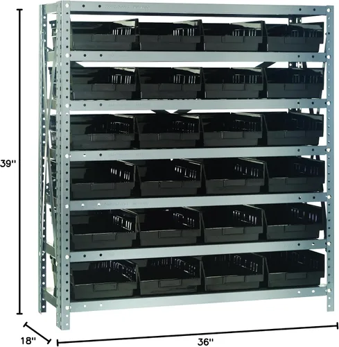 Miniatura 105 de Quantum QSBU-245BK Heavy Duty Shelving Unit with (7) Shelves and (24) QUS245 Black Bins for Garage Warehouse Storage Distribution 400 lb Load