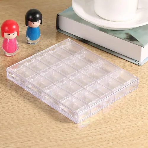 Miniatura 9 de Caja moderna de almacenamiento de uñas con 20 compartimentos, organizador acrílico transparente, aprox. 4.9 x 5.7 x 0.6 in, ligero e ideal