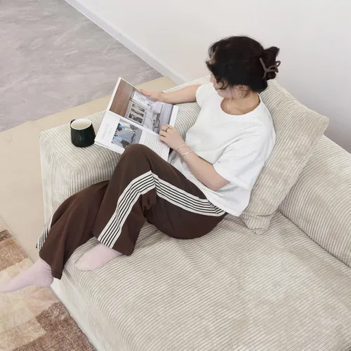 Miniatura 6 de JACH Sofás Seccionales de Pana para Sala de Estar, Sofá Seccional Modular con Otomanas Chaise, Fundas de Cojines Removibles, Sofá Cama Moderno