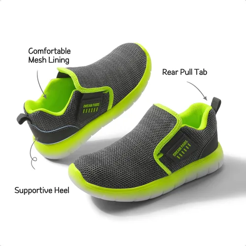 Miniatura 4 de DREAM PAIRS Zapatos deportivos para niños y niñas, tenis EZ-Ons MightyMovers para correr, atlético, descalzo, sin caída, tenis deportivos