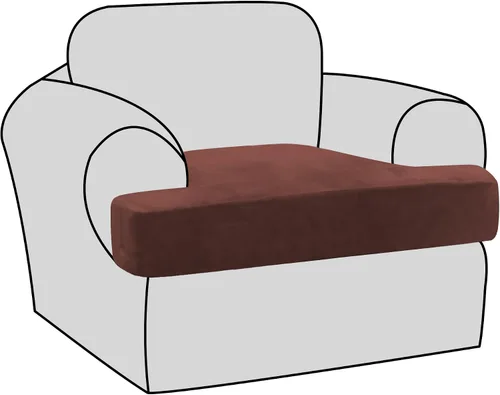 Miniatura 51 de H.VERSAILTEX Fundas de terciopelo elástico para silla con cojín en forma de T para sala de estar, funda de sofá, funda de asiento con cojín