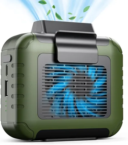 Miniatura 8 de Mini ventilador de cintura portátil recargable con tiempo de trabajo de 23 horas, flujo de aire fuerte de 6200 RPM, 3 niveles de velocidad, Naranja