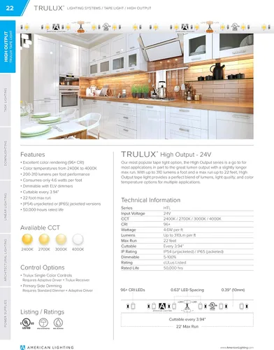Miniatura 2 de Trulux - Carrete de cinta LED de alto rendimiento IP65, blanco cálido, 3000 K, carrete - 16.4 pies, HTL65-WW