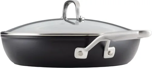 Miniatura 9 de KitchenAid Juego de sartenes antiadherentes de inducción anodizada dura con tapa, 3 piezas, sartenes de 8 y 10 pulgadas, duraderas, de calefacción