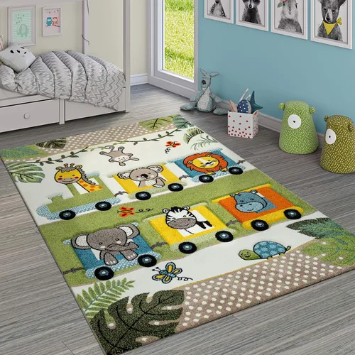 Miniatura 16 de Alfombra para niños Paco Home con animales felices del jungle en verde, Tamaño: 2,01 x 2,89 metros (6'7" x 9'6")