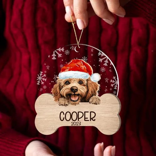 Miniatura 147 de Nazenti American Pit Bull Terrier Adorno de Navidad, adorno de perro fotográfico, adorno de perro personalizado, adornos de fotos de madera