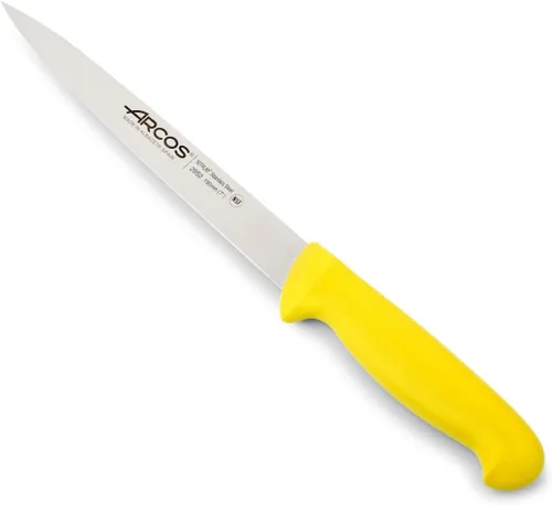 Miniatura 11 de Arcos Cuchillo de filete de acero inoxidable nitrum de 8 pulgadas y hoja de 7.874 in. Cuchillo afilado para filetear carne y pescado. Mango Amarillo