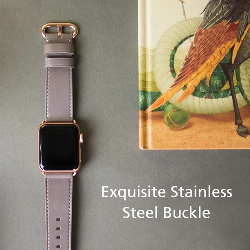 Miniatura 5 de Alto Correa de cuero compatible con Apple Watch Band de 1.496 pulgadas, 1.614 pulgadas, 1.575 pulgadas, correa de repuesto clásica hecha a mano