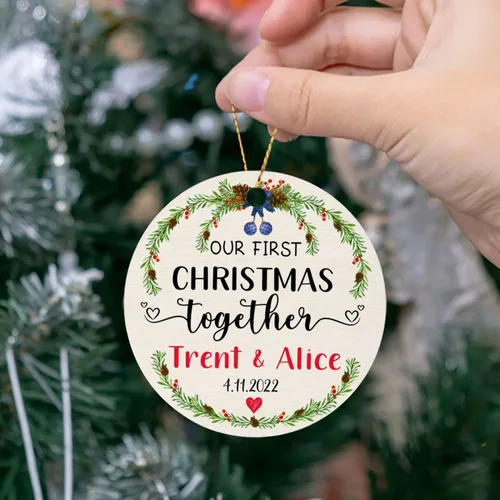 Miniatura 5 de Adorno de decoración de pareja juntos Navidad 2025, Adorno personalizado de nuestra primera Navidad juntos, regalo para citas, aniversario, pareja