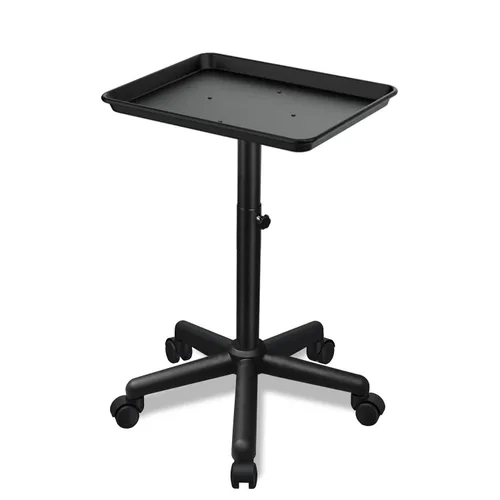 Miniatura 8 de Bandeja de salón, carrito de bandeja rodante de salón con pies de metal, bandeja de color para salón, bandeja de tatuaje con ruedas, bandeja de Negro