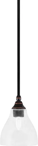 Miniatura 73 de Toltec Lighting Tallo Colgado Mini colgante, acabado de cobre negro, 3.5" cuadrado humo burbuja vidrio