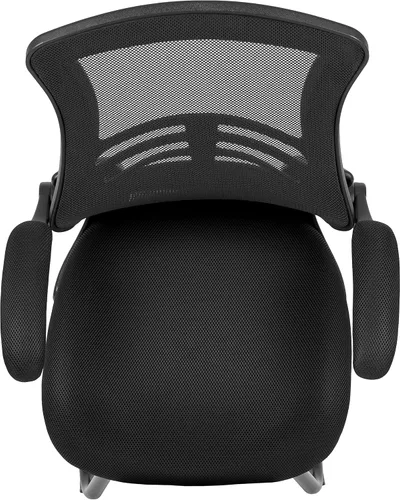 Miniatura 7 de BizChair Silla de recepción lateral con base de trineo de malla negra con brazos abatibles-sala de espera de oficina