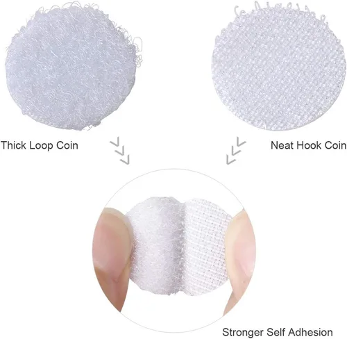 Miniatura 3 de Puntos autoadhesivos, 1000 piezas (juego de 500 pares) 0.78 pulgadas / 20 mm de diámetro, puntos de gancho y bucle, 20 mm de nailon adhesivo