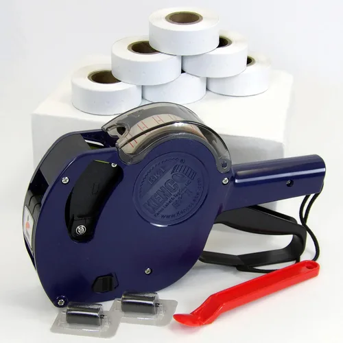 Kenco BK Kit de pistola de precio de 1 línea, incluye 6,000 etiquetas, 2 rodillos de tinta, raspador de etiquetas - Etiquetadora de 8 dígitos para