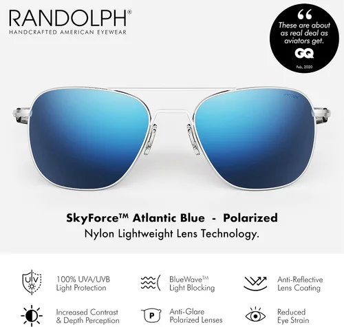 Miniatura 2 de Randolph USA - Lentes de sol de aviador para hombre o mujer cromo mate clásicos polarizados y no polarizados con protección UV