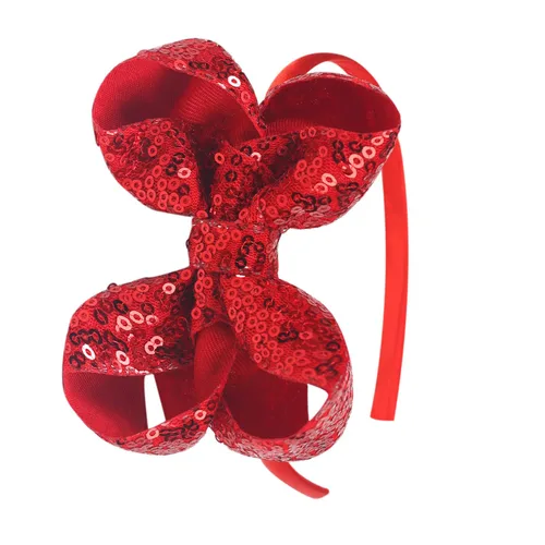 Miniatura 9 de Diademas con lazo para el pelo con lentejuelas brillantes, lazos de cinta para niñas, niños y mujeres (negro)