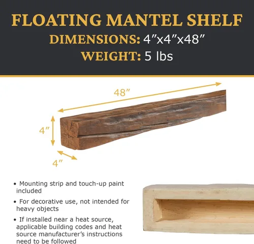 Miniatura 2 de AZ Faux Mantel sintético de poliuretano de alta densidad para chimenea, ligero y rústico con tira de montaje y kit de retoque Inglés antiguo 48