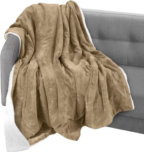 Miniatura 46 de Elegant Comfort Manta reversible de franela sherpa, ultrasuave, mullida, acogedora y afelpada, manta decorativa ligera para todas las estaciones, 50
