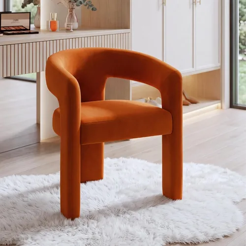 Modern Barrel - Silla de comedor tapizada con brazos, cómoda silla auxiliar de terciopelo para sala de estar, oficina en casa, recepción, color