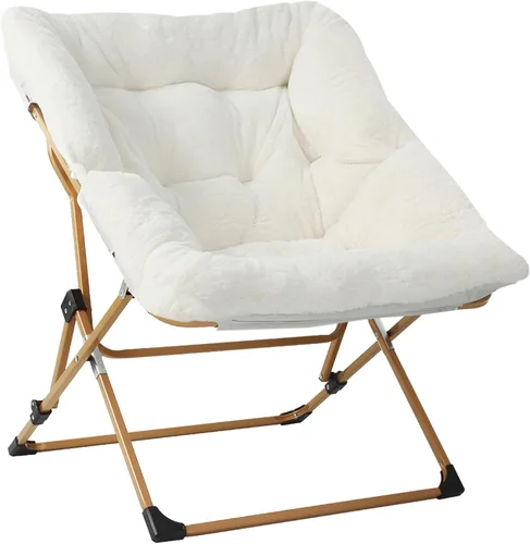 Miniatura 14 de Walsham Silla plegable cómoda, de piel sintética, suave, acogedora, silla Papasan de lectura para adultos, niños, dormitorio, sala de estar, Negro