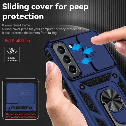 Miniatura 4 de Funda para Samsung Galaxy S22 Plus con cubierta para lente de cámara, protector de pantalla HD, soporte de anillo magnético probado contra caídas