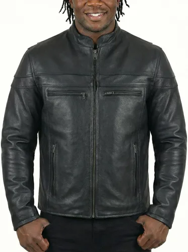 Miniatura 4 de Vance Leather Chaqueta Racer de cuero prémium con rejillas de ventilación para hombre