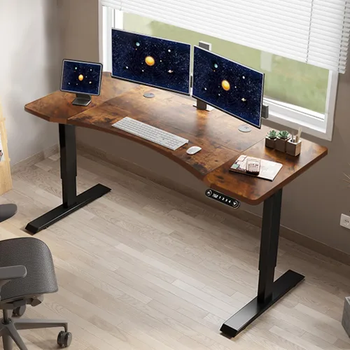 Miniatura 11 de Escritorio eléctrico de pie con motor dual de 63 pulgadas, escritorio de pie ajustable en altura con control de memoria y amplio escritorio