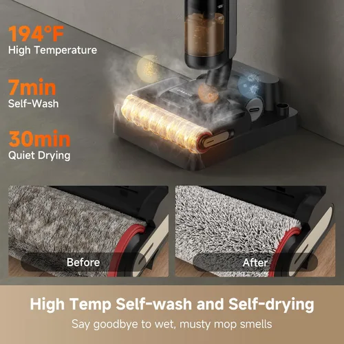 Miniatura 4 de DREAME H12 Pro Gen2 - Trapeador al vacío, aspiradora húmeda y seca de 0 enredos, aspiradora inalámbrica todo en uno para suelos duros, máquina