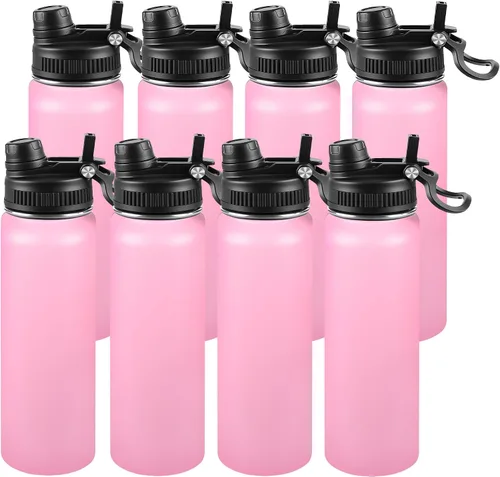 Miniatura 101 de Botella de agua aislada de 22 onzas, tapa 2 en 1 a prueba de fugas (sorbo/pajilla) + asa, botella de acero inoxidable para deportes, viajes, trabajo