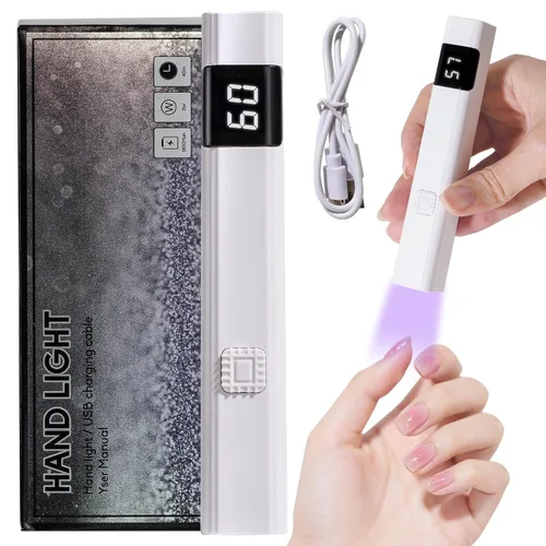 Oneleaf Lámpara de uñas recargable inalámbrica con soporte ajustable, secador de uñas LED portátil para esmalte de gel, temporizador digital y
