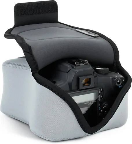 Miniatura 18 de USA GEAR - DSLR estuche/funda para cámara con almacenamiento de accesorios con cierre, flexible y pasador para cinturón de neopreno, compatible