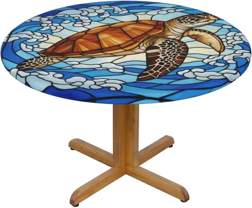 Miniatura 46 de Futterya Decorative Round Tablecloth Fitted Elastic Waterproof Table Cloth Cover Stretch Table Pad Cover for Parties Weddings Banquet Outdoor Events