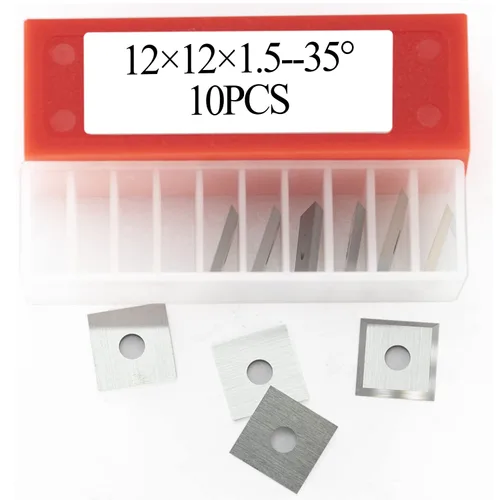 Miniatura 8 de 0.472 in Plaza Carburo Insertos Cortadores Cuchillos Cuchillos Cuchillos 12 × 12 × 0.059 in-35 ° para carpintería espiral/cepillo helicoidal Cabezal
