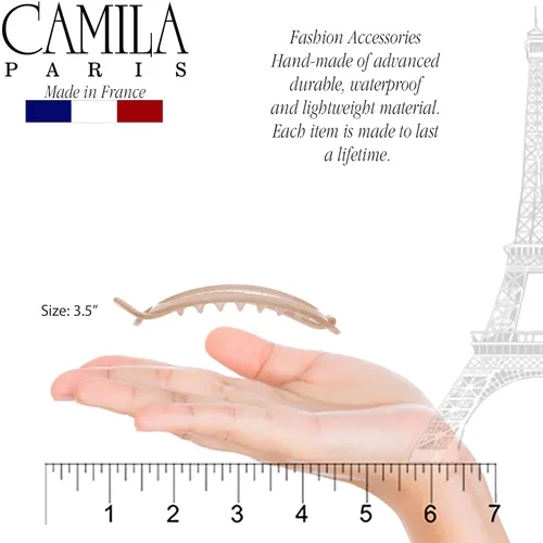Miniatura 3 de Camila Paris CP2320 - Pinza de pasador de pelo francés, soporte flexible para cola de caballo sin piezas metálicas, pinzas de agarre fuerte