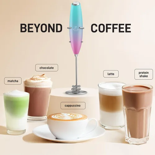 Miniatura 512 de Zulay Milk Boss Espumador de leche potente manual, hace espuma para latte, batidor para mezclar bebidas, café, miniespumador para capuchino, frappé