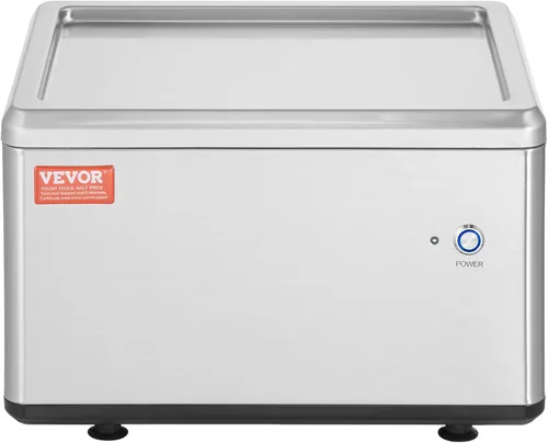 Miniatura 11 de VEVOR Máquina de helado frito, 12.6" x 8.5", 120 W, máquina para hacer rollos de helado salteado con compresor y 2 raspadores, para hacer rollos