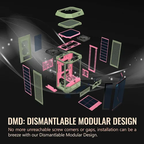 Miniatura 6 de Thermaltake Torre 300 Edición de Verano Matcha Plum Micro-ATX; Incluye 2 ventiladores CT de 140mm; Soporta hasta un radiador de 420mm; Capaz