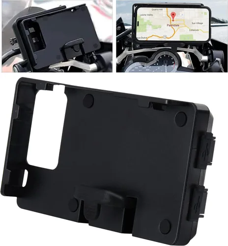 MDPROMCP R1200GS - Soporte para teléfono para motocicleta con cargador USB doble, soporte de navegación GPS compatible con F700GS F800GS R1200GS