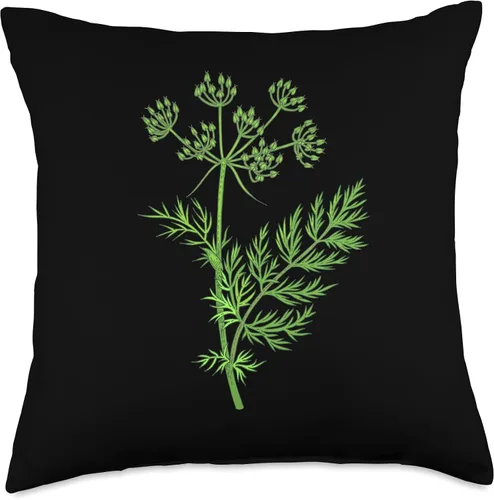 Miniatura 4 de Verde Hierba Planta Retro Vintage Dibujo Arte - Almohada de tiro de alcaravea