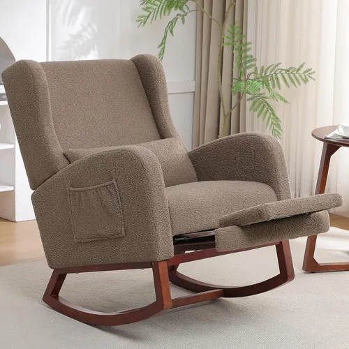 Miniatura 11 de HCHAIRH Rocking Chair Nursery, Nursery Rocking Chairs with Foot Rest, Comfy Glider Rocker Nursing Chair with Back Pillow for Nursing, Living Room