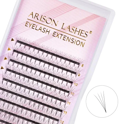 ARISON LASHES Abanicos de pestañas prefabricadas 4D C Curl 0.07, bandeja de pestañas suaves y esponjosas de volumen ruso mezcla de 8 a 0.591 in,