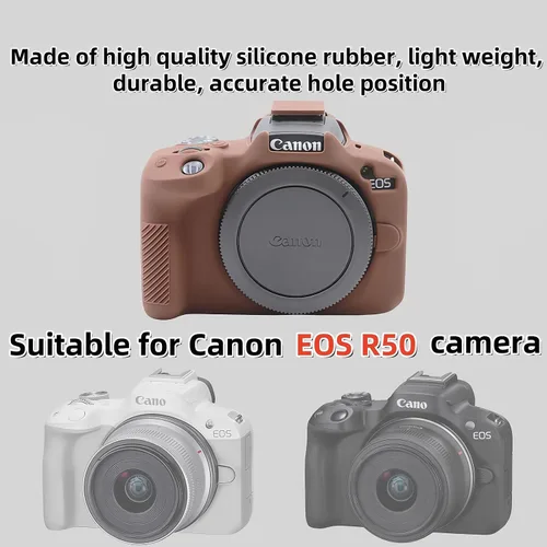 Miniatura 2 de Funda EOS R50, funda protectora de silicona suave para cámara Canon EOS R50 EOSR50 Vlogging Camer, viene con 2 protectores de pantalla y 1 correa