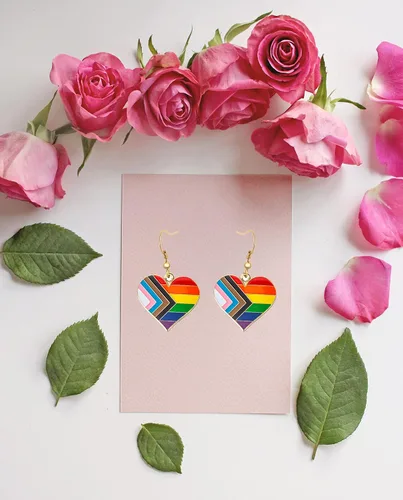 Miniatura 9 de Heart Shape Pride Dangle Earrings Gay and Lesbian LGBT Pride Gifts Jewelry