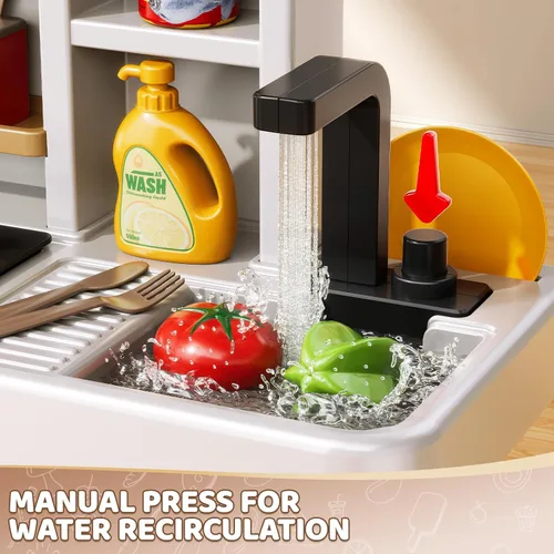 Miniatura 4 de Juego de cocina para niños, juego de cocina de 88 piezas para niños pequeños de 3 a 5 años, estufa de cocina, accesorios de juguetes con luz