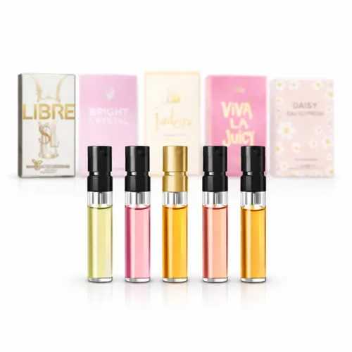 Paquete de prueba de perfume para mujer – 5 mini muestras de fragancias, juego de probador de tamaño pequeño, prueba nuevos aromas
