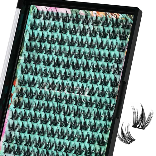 Lash Cluster Manga - 140 unidades de pestañas en racimo de aspecto mojado ultrafinas extensiones de pestañas con punta animé con pestañas anchas