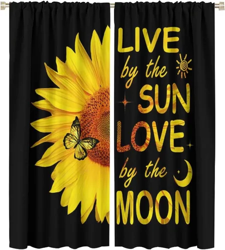 Miniatura 13 de Cortinas opacas con diseño de girasoles para ventana, puesta de sol sobre girasol, para dormitorio, sala de estar, cocina, decoración del hogar, 42