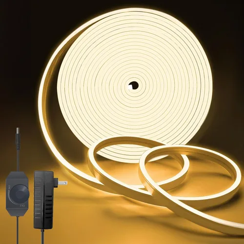 Miniatura 8 de Luces LED de neón en forma de cuerda, tira de luces de neón blancas cálidas de 16.4 pies/5m, tira LED impermeable flexible de 12V, luces de neón