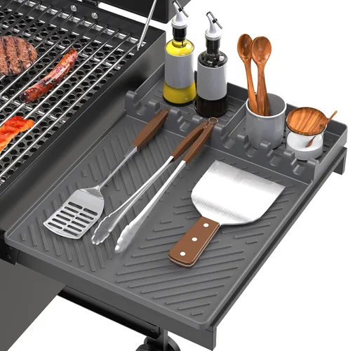 Miniatura 8 de Alfombrilla de parrilla de silicona compatible con Blackstone, herramientas de plancha de silicona con almohadilla para goteo, alfombrilla