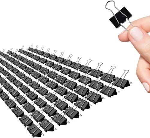 Clips pequeños para carpeta, paquete de 96, 3/4 pulgadas, estándar de 0.748 in, negro, capacidad de 0.31 pulgadas, abrazadera plegable, clips para